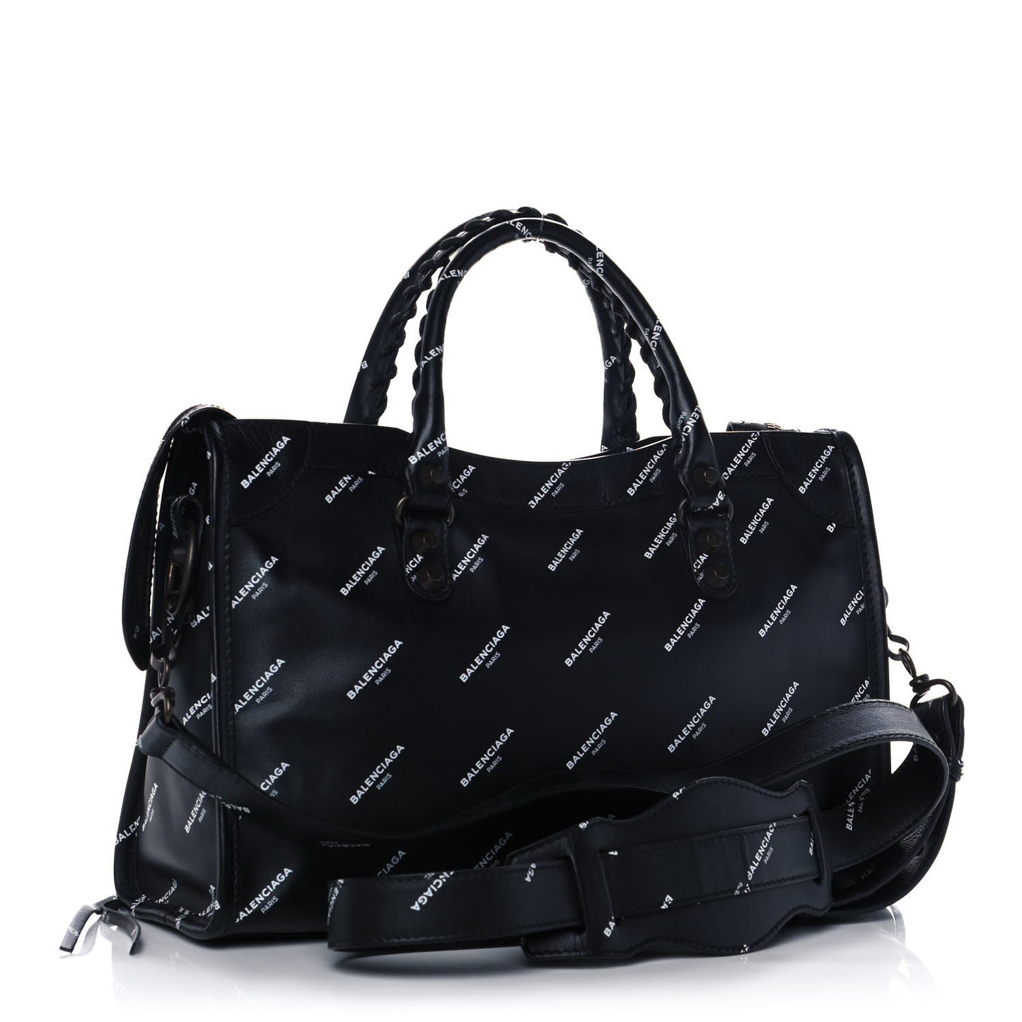 Veau Allover Logo Classic Hardware S City Black White