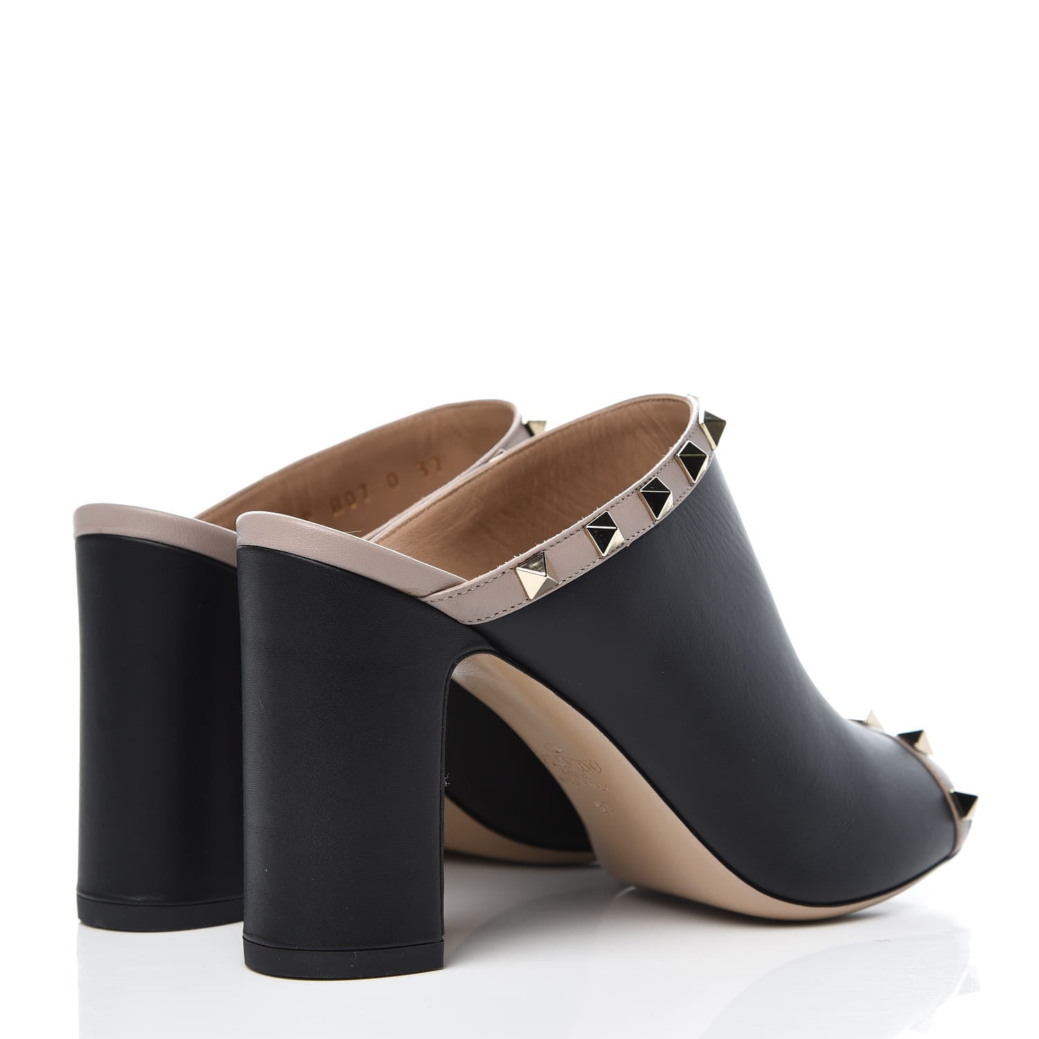 Valentino Garavani Calfskin Rockstud High Heel Slide Sandals 37 Black Poudre 4 of 9