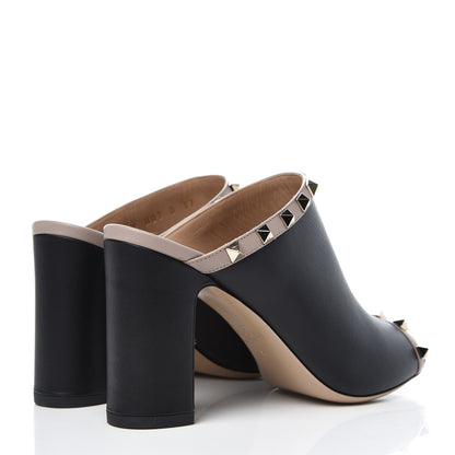 Valentino Garavani Calfskin Rockstud High Heel Slide Sandals 37 Black Poudre 4 of 9