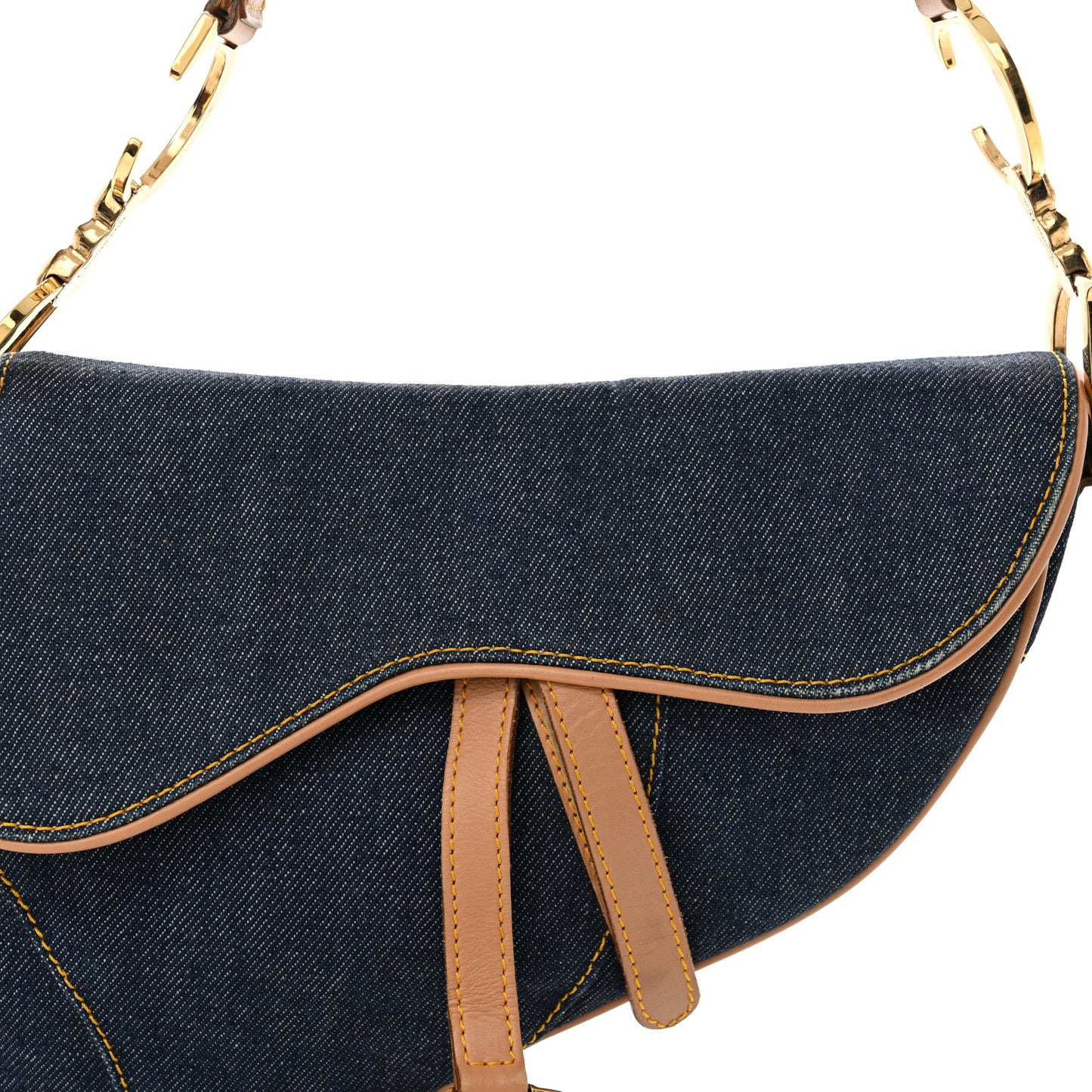 Denim Calfskin Saddle Bag Blue