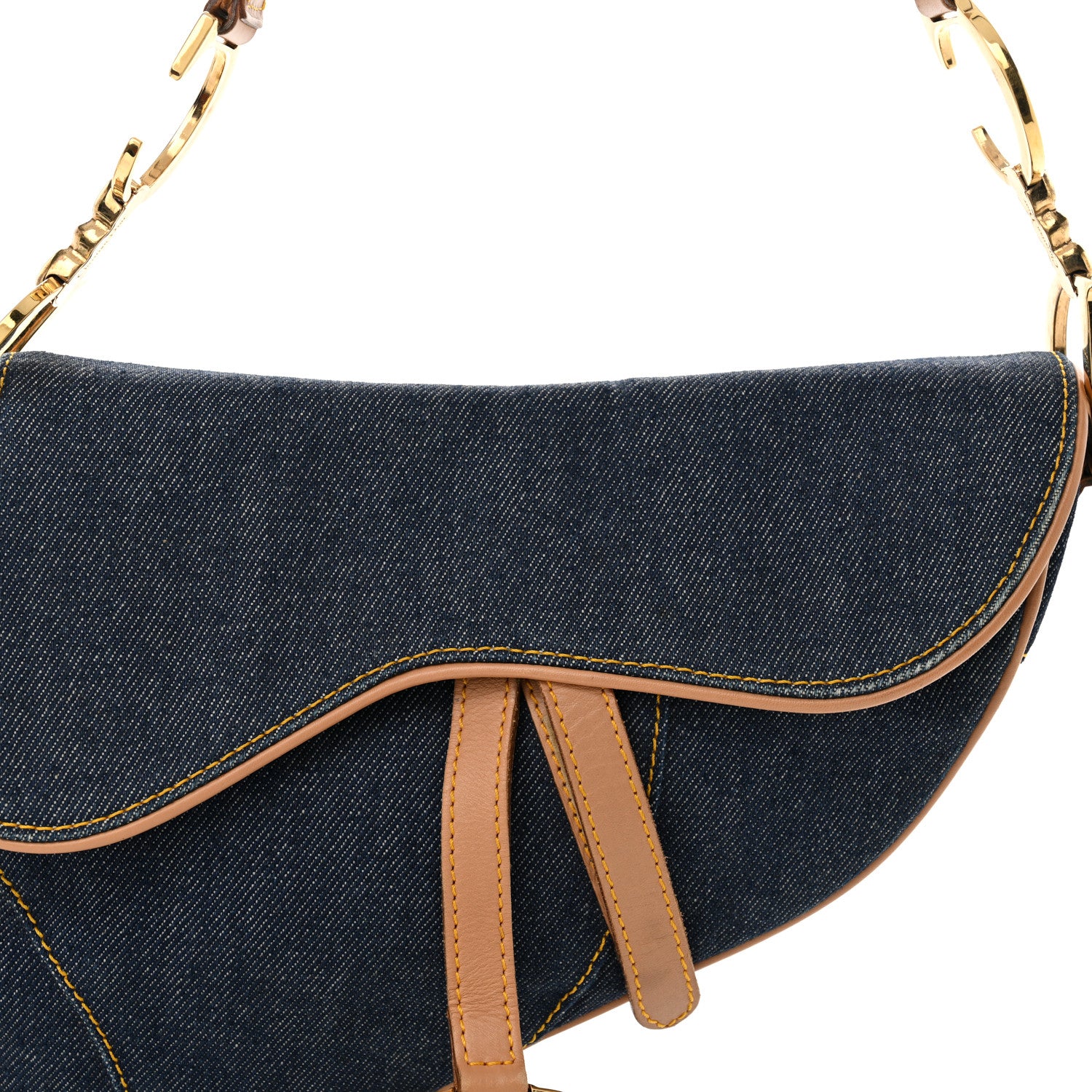Christian Dior Denim Calfskin Saddle Bag Blue 8 of 11