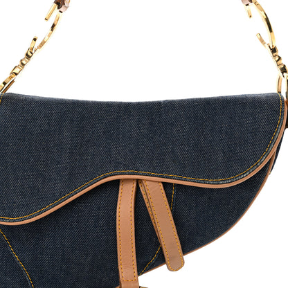 Christian Dior Denim Calfskin Saddle Bag Blue 8 of 11