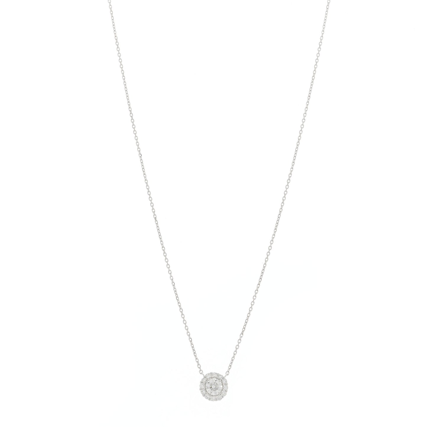 18K White Gold Diamond .64ctw Icon Round Pendant Necklace