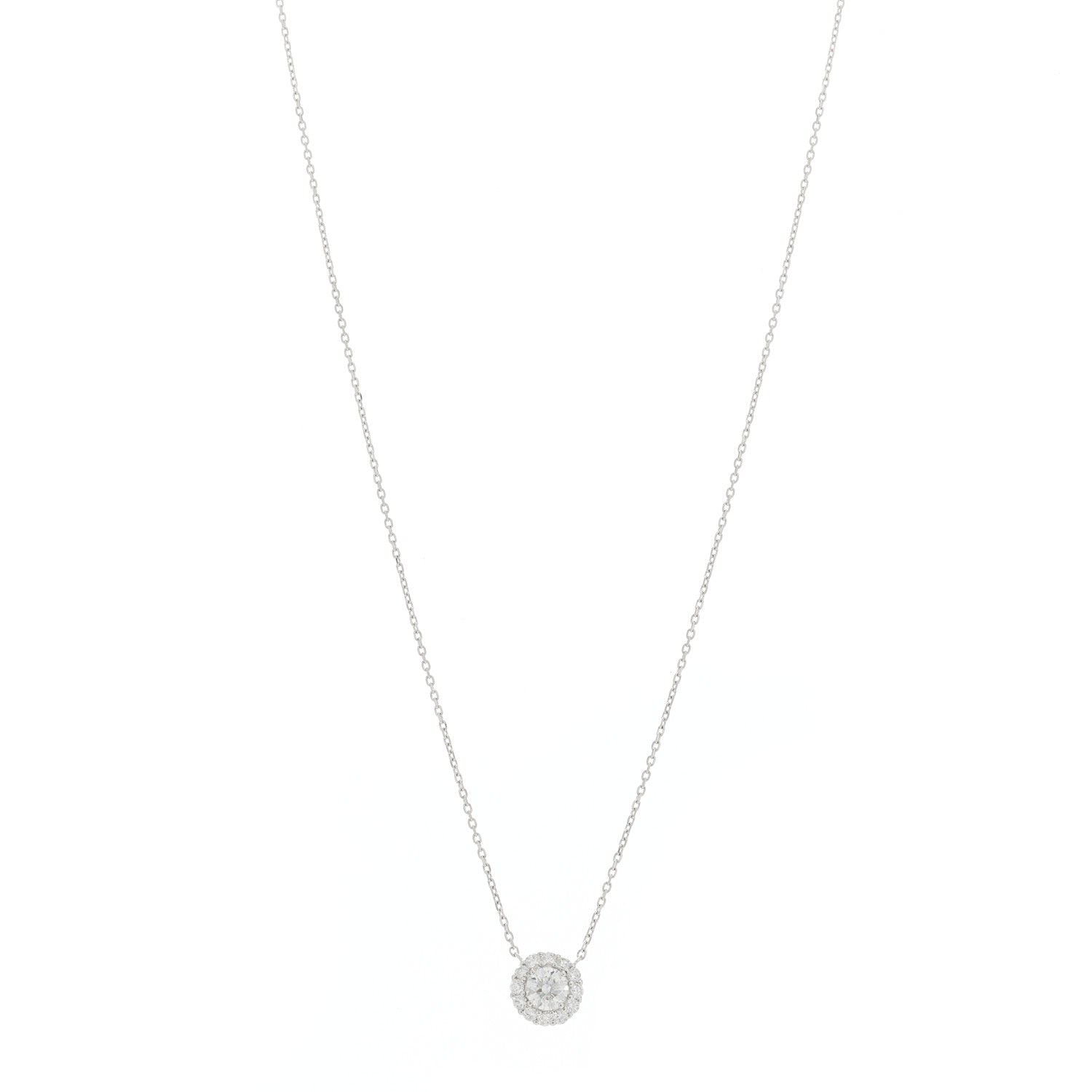 Graff 18K White Gold Diamond .64ctw Icon Round Pendant Necklace 1 of 6