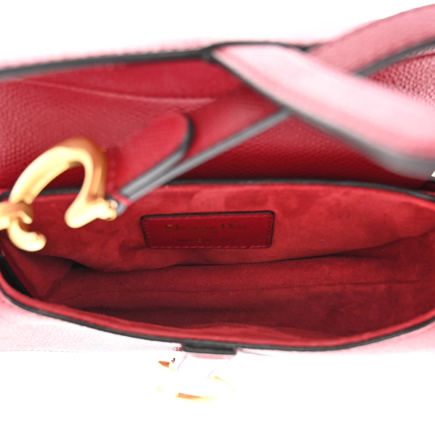 Christian Dior Grained Calfskin Mini Saddle Bag Red 5 of 10