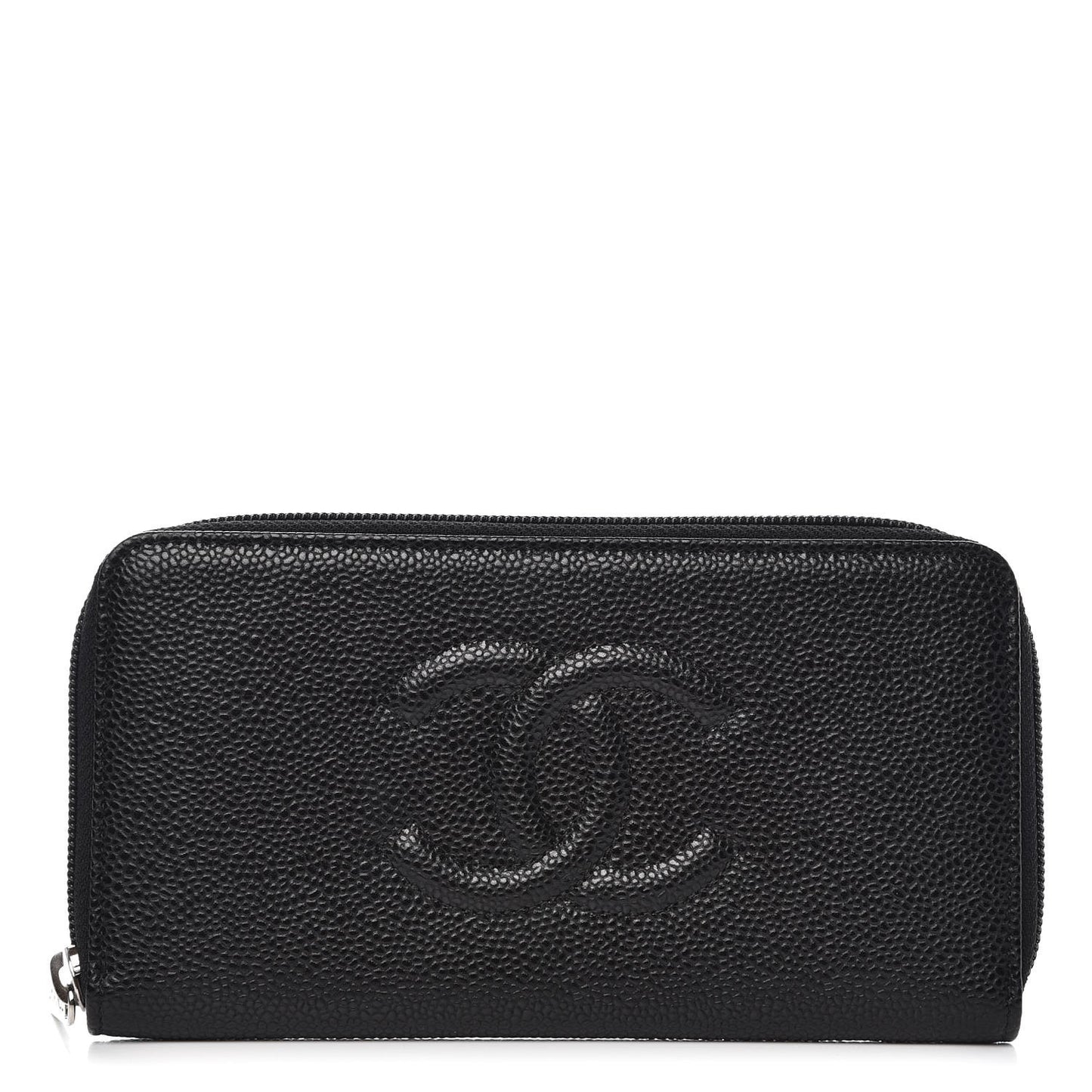 Caviar Large Timeless CC Zip Around Wallet Black