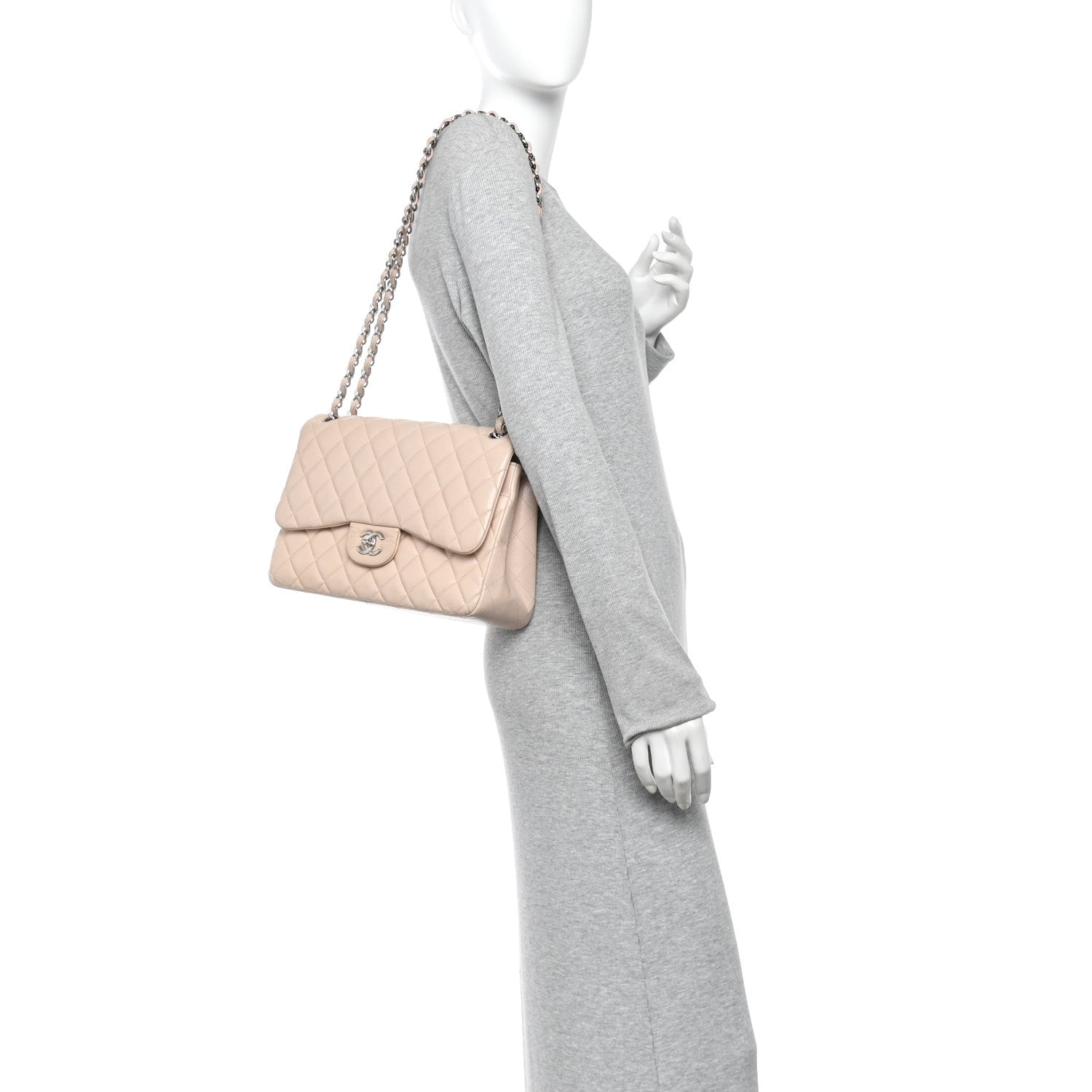 Chanel Caviar Quilted Jumbo Double Flap Light Pink 2 of 11