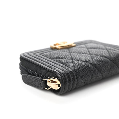 Chanel Caviar Quilted Boy Zip Around Coin Purse Wallet Black 6 of 11