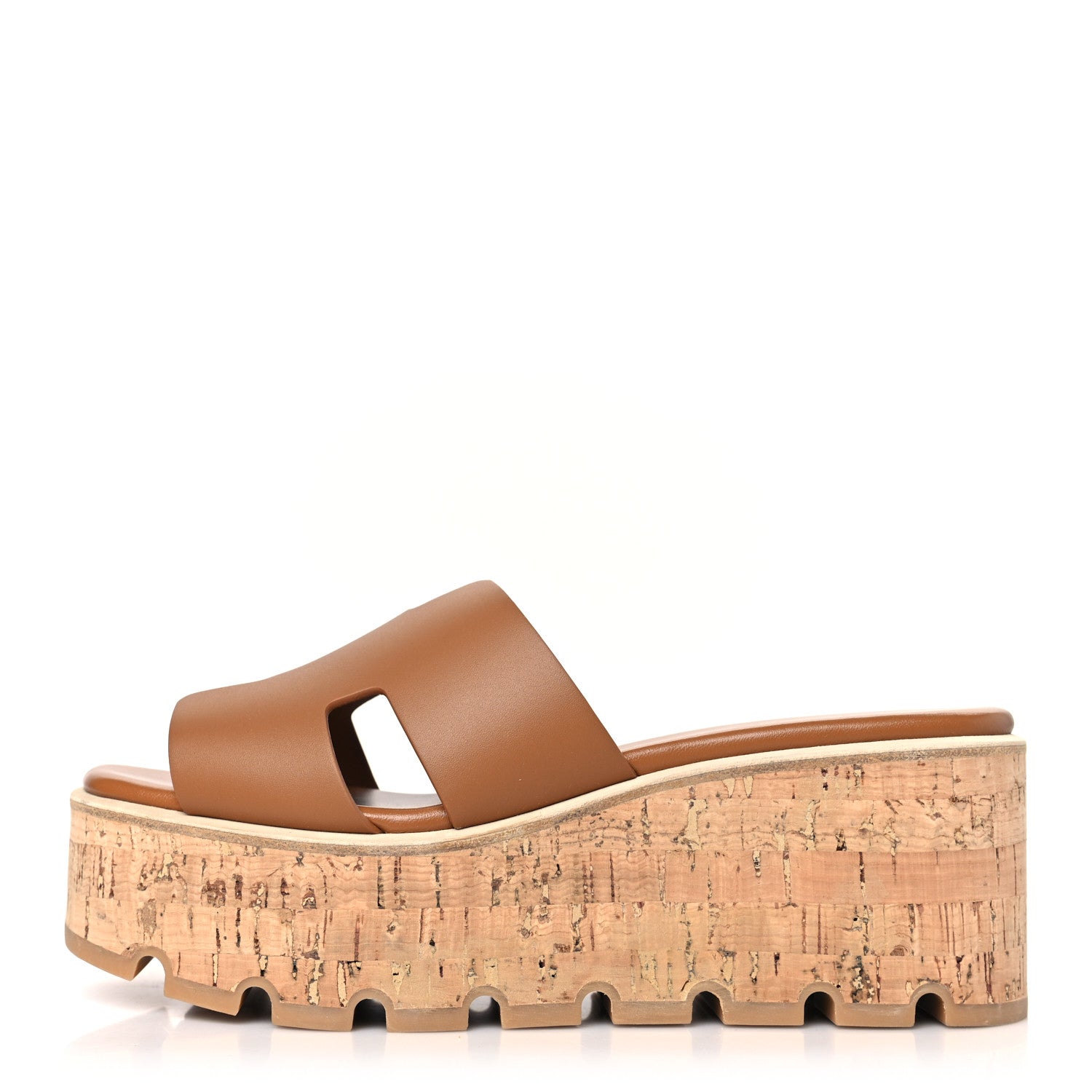 Hermes Calfskin Cork Eze 30 Sandals 37 Marron Glaise 1 of 9