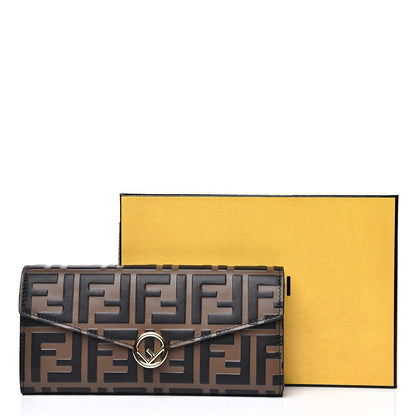 Fendi Vitello Soft F is Fendi Bi-Color FF 1974 Embossed Continental Envelope Wallet Maya Black 7 of 7