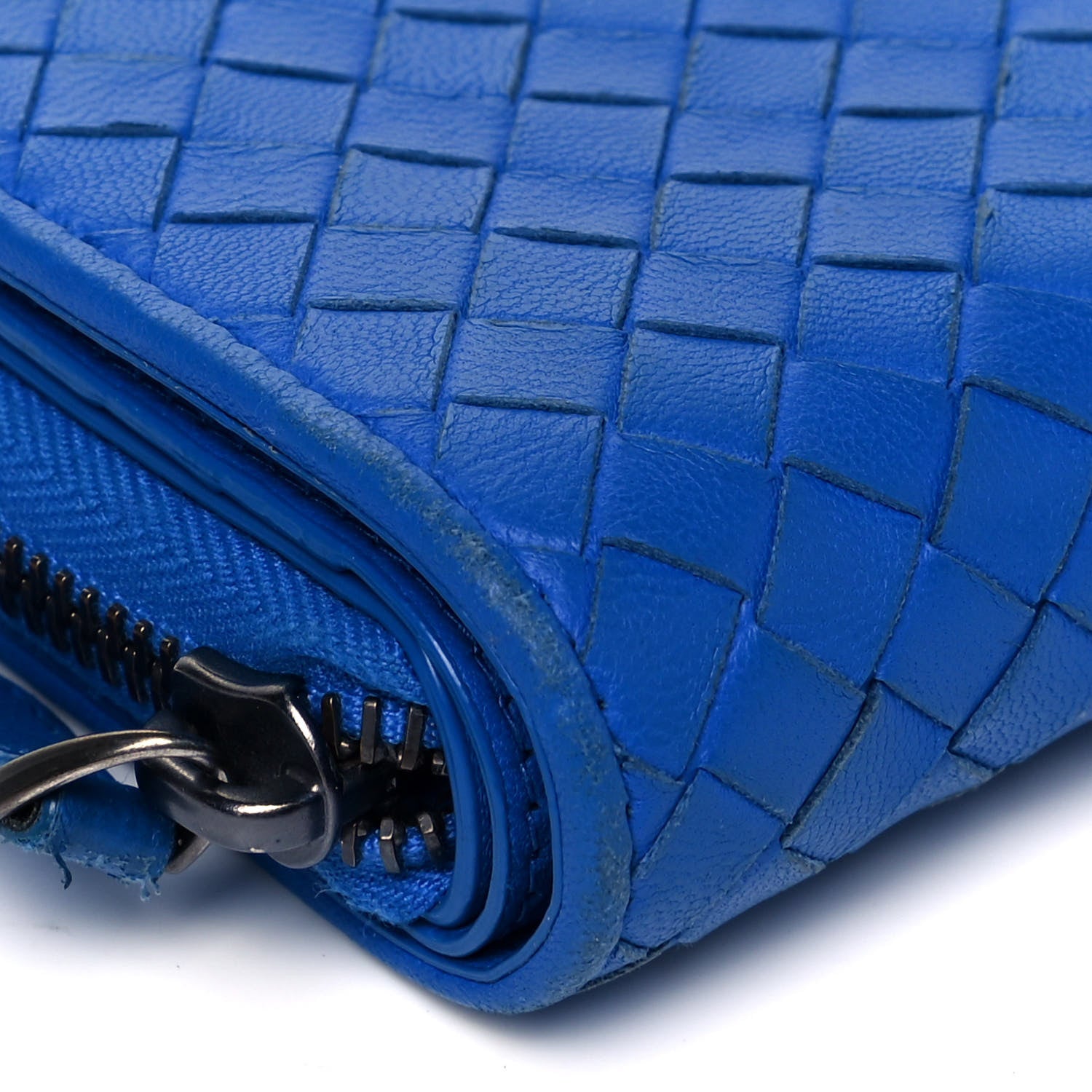 Bottega Veneta Nappa Intrecciato Zip Around Wallet Signal Blue 7 of 8
