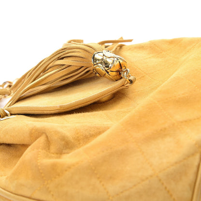 Chanel Suede Quilted Tassel Shoulder Bag Yellow 15 of 16