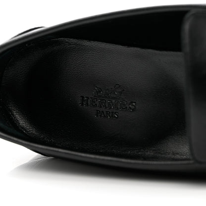 Hermes Goatskin Womens Royal Loafers 38 Black 7 of 11