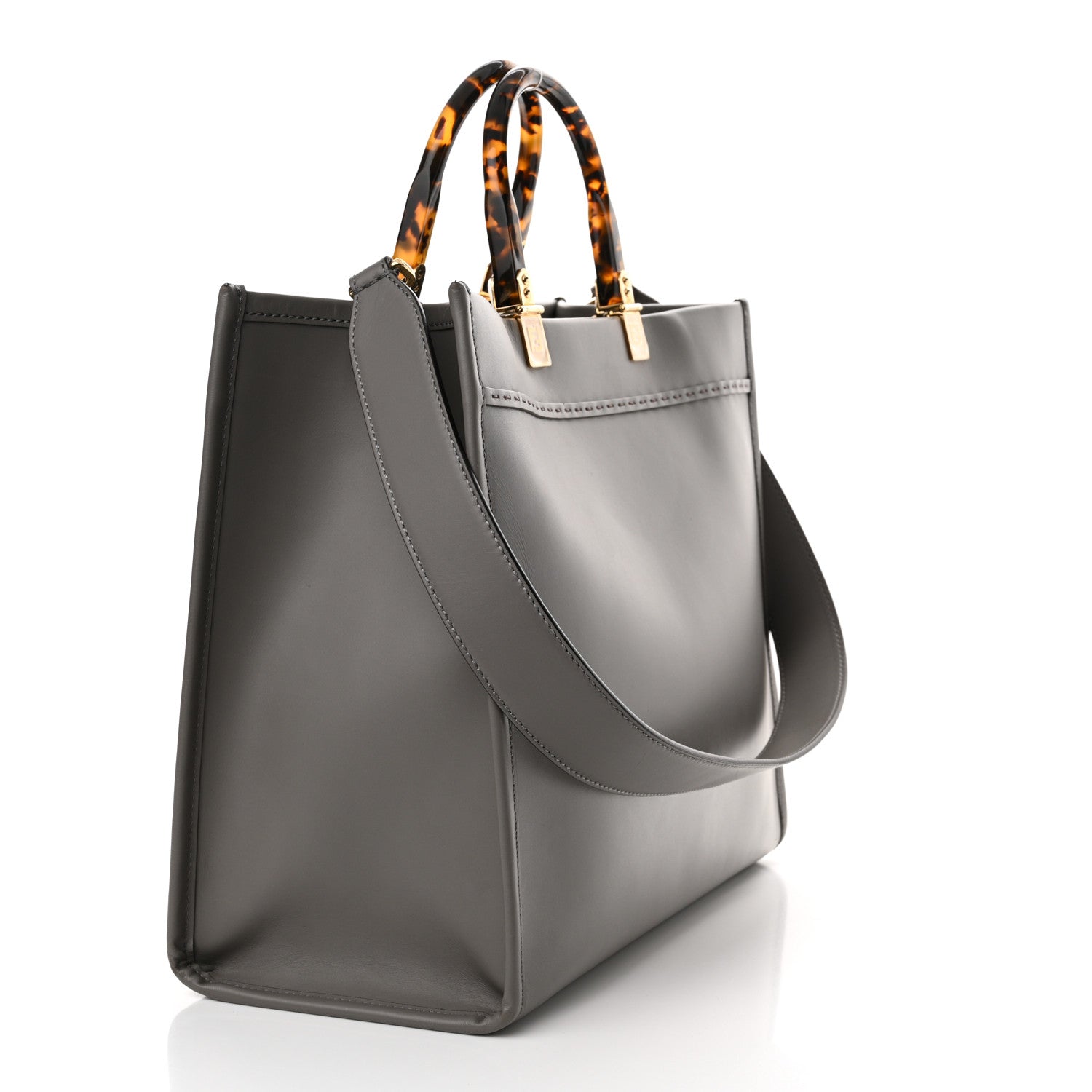 Fendi Vitello King Plexiglass Logo Embossed Medium Fendi Sunshine Shopper Tote Moon 3 of 11