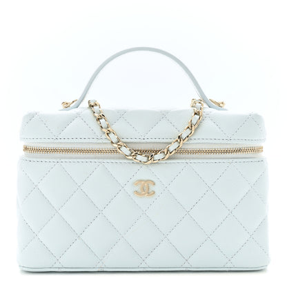Chanel Caviar Quilted Top Handle Slim Vanity With Chain Light Blue 1 of 11