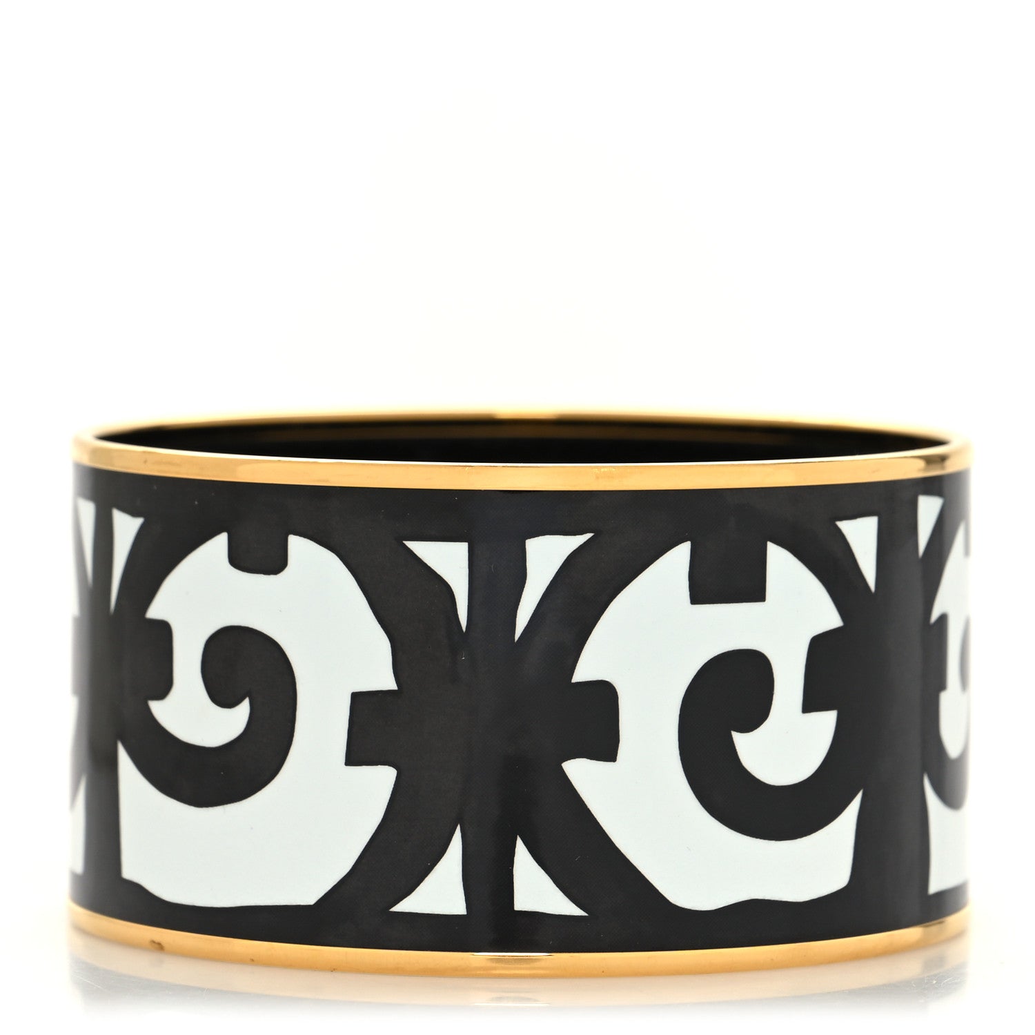 Hermes Enamel Printed Extra Wide Balcons du Guadalquivir Bracelet 65 Black 3 of 5