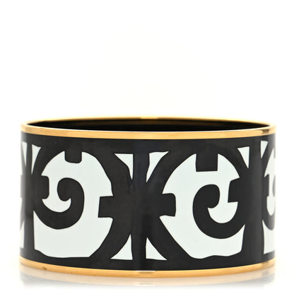 Hermes Enamel Printed Extra Wide Balcons du Guadalquivir Bracelet 65 Black 3 of 5