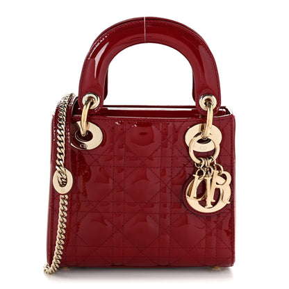 Christian Dior Patent Cannage Mini Lady Dior Red 1 of 10