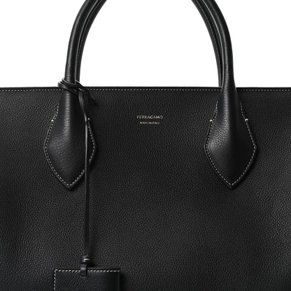 Salvatore Ferragamo Calfskin Star Large Tote Black 7 of 9