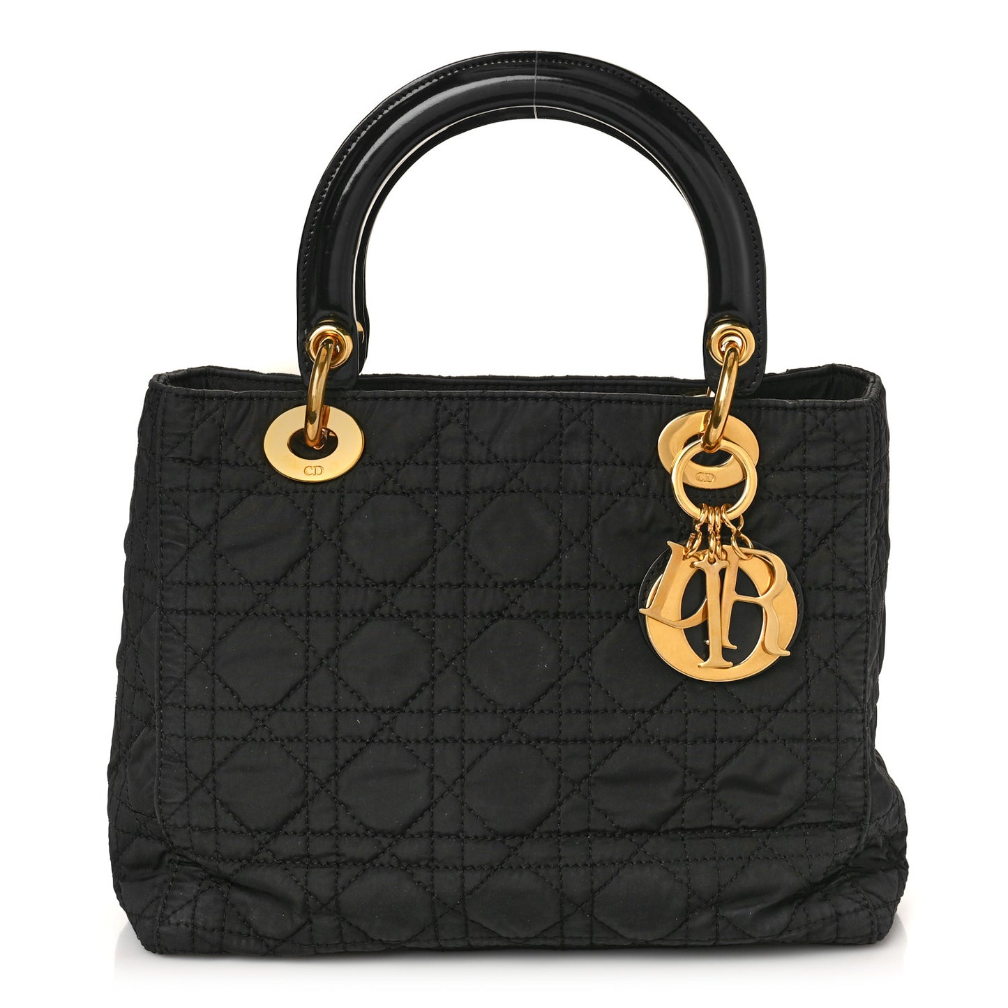 Nylon Cannage Medium Lady Dior Black