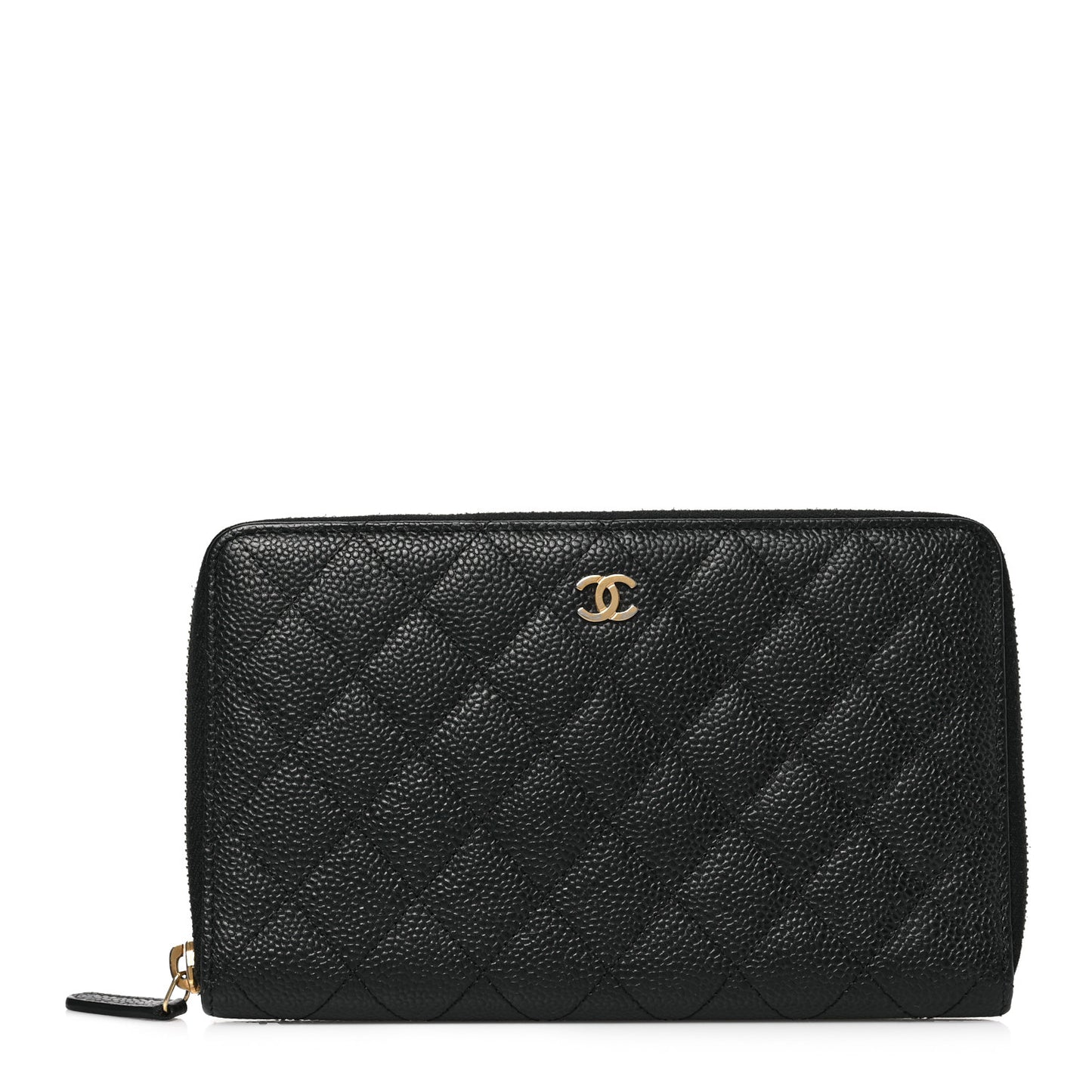 Caviar Quilted Large Zip Around Organizer Wallet Black