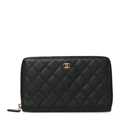 Chanel Caviar Quilted Large Zip Around Organizer Wallet Black 1 of 6