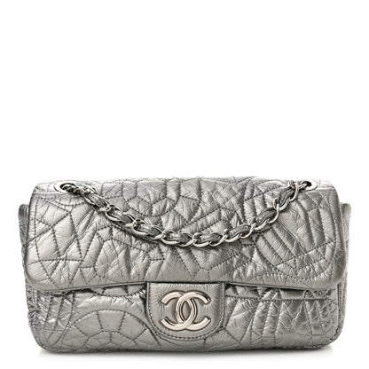 Chanel Vinyl Small Graphic Edge Flap Silver 1 of 11