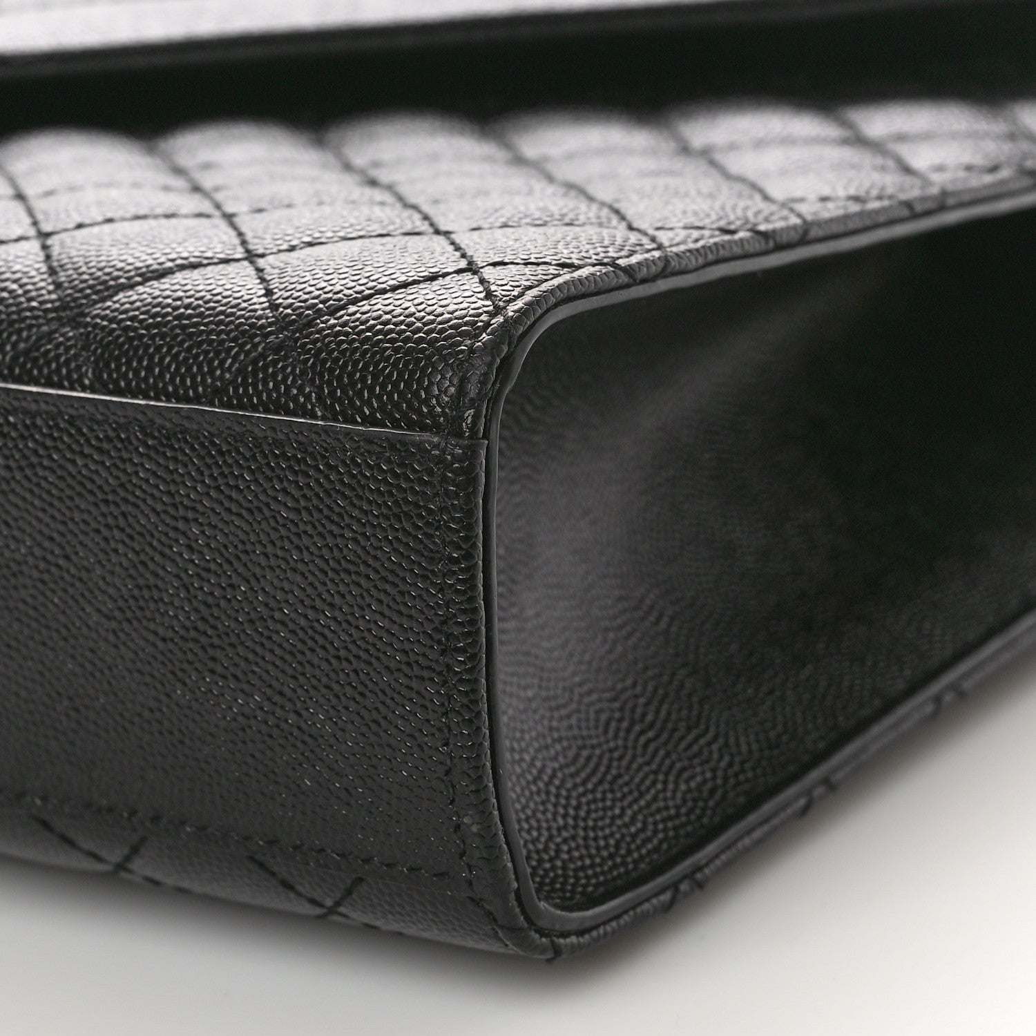Saint Laurent Grain De Poudre Textured Mixed Matelasse Large Triquilt Monogram Satchel Black 11 of 12