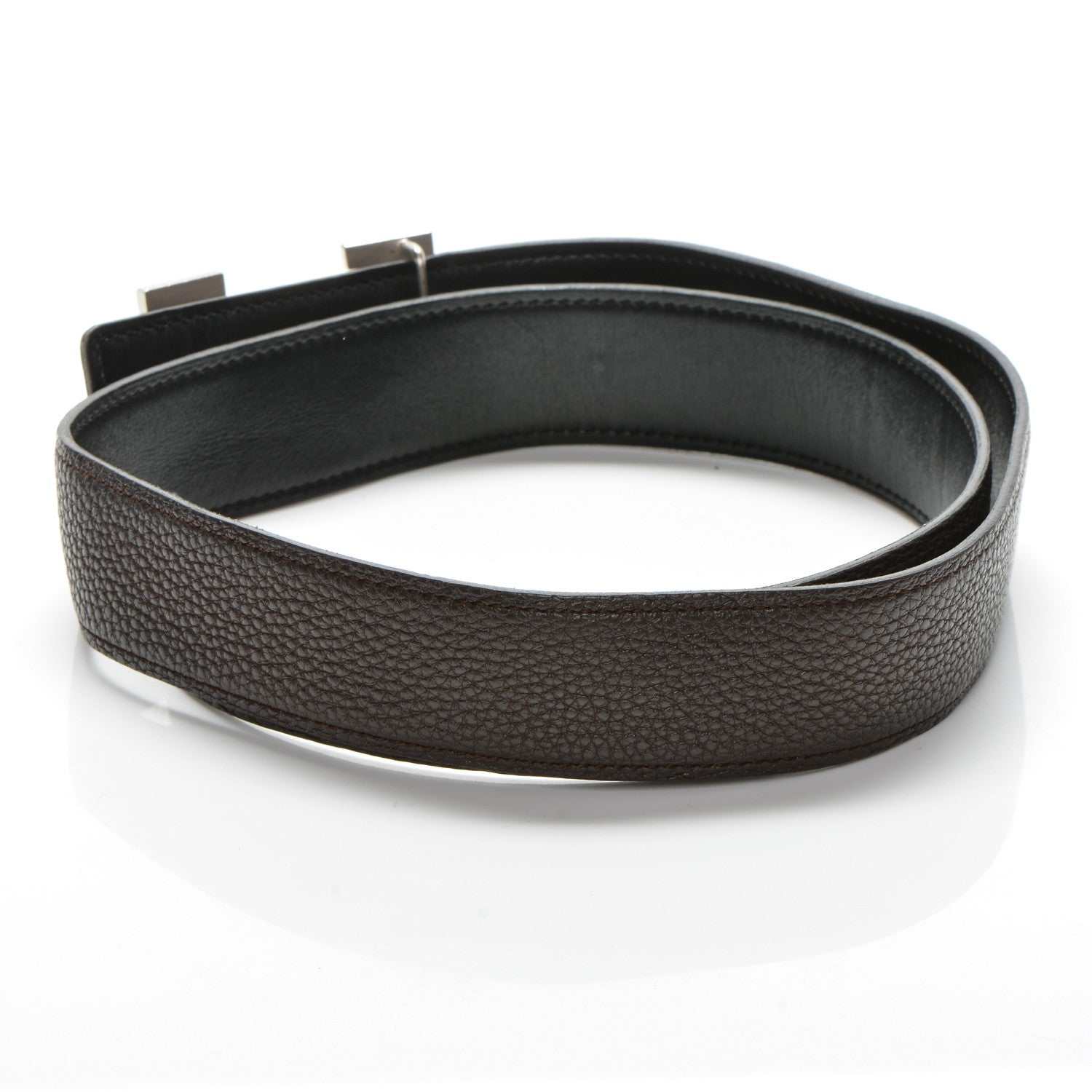 Hermes Box Togo 32mm H Belt 80 Black Chocolate 3 of 21