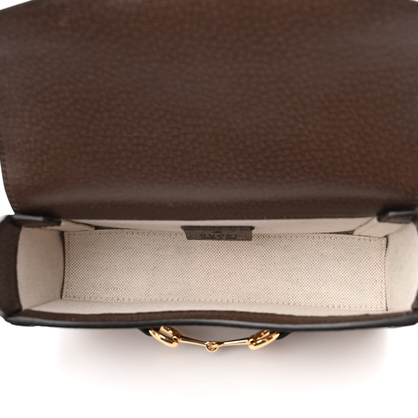 Monogram Jumbo GG Textured Dollar Calfskin Mini Horsebit 1955 Shoulder Bag Camel Ebony New Acero