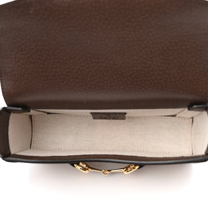Gucci Monogram Jumbo GG Textured Dollar Calfskin Mini Horsebit 1955 Shoulder Bag Camel Ebony New Acero 5 of 10