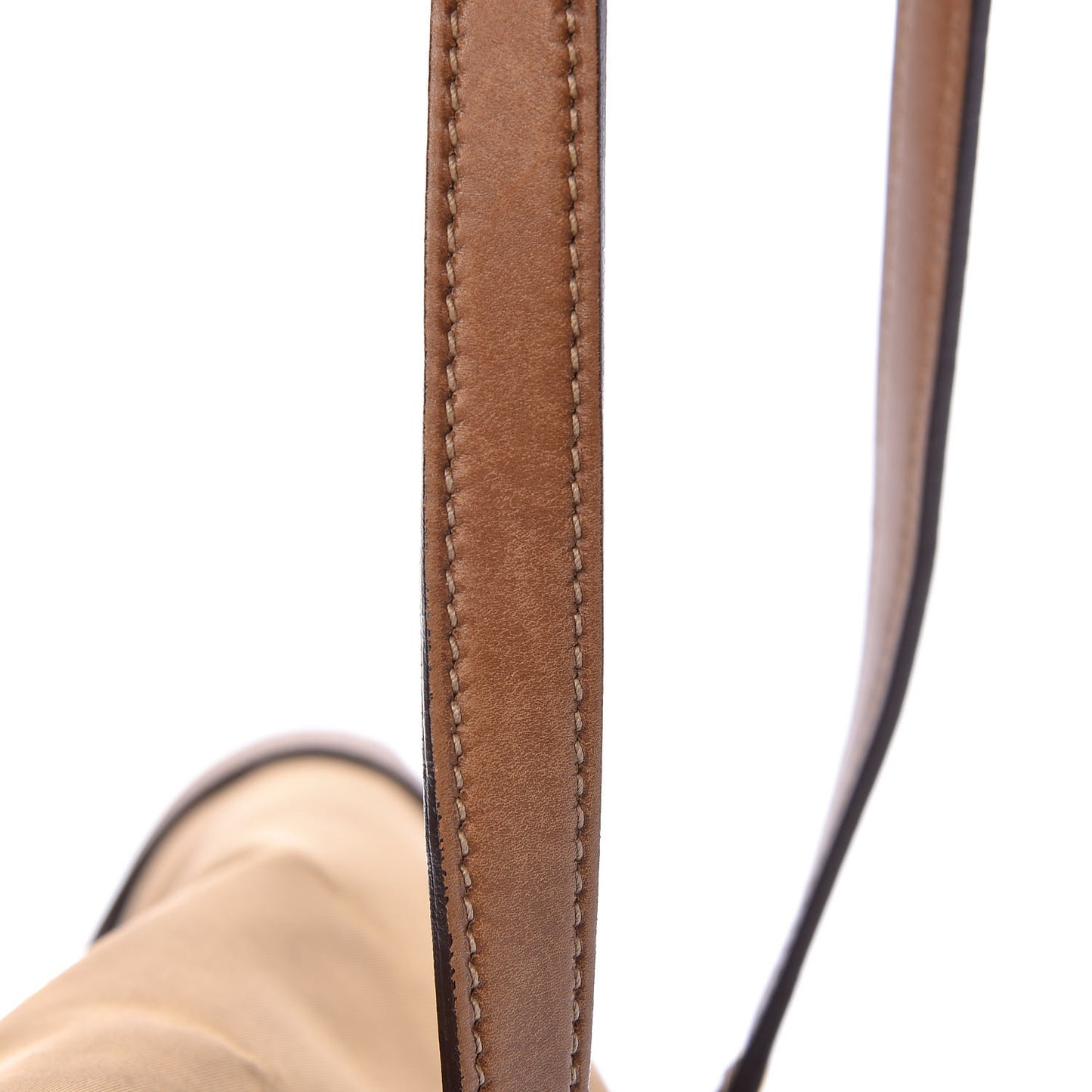 Tessuto Nylon Calfskin Shoulder Bag Brown