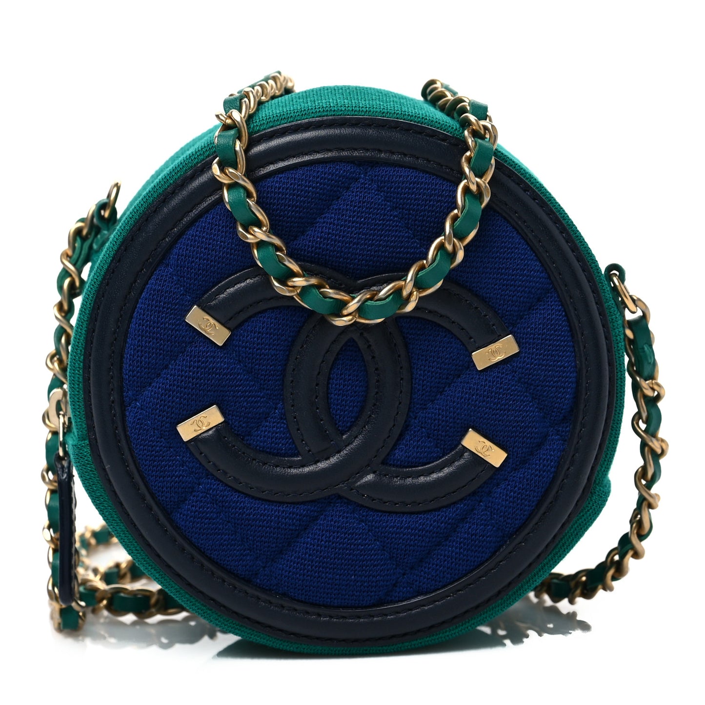 Jersey Quilted Round Filigree Crossbody Blue Green
