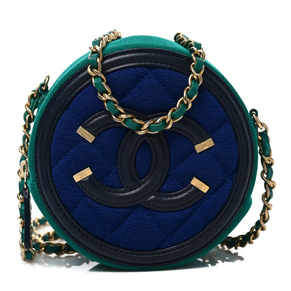 Chanel Jersey Quilted Round Filigree Crossbody Blue Green 1 of 7