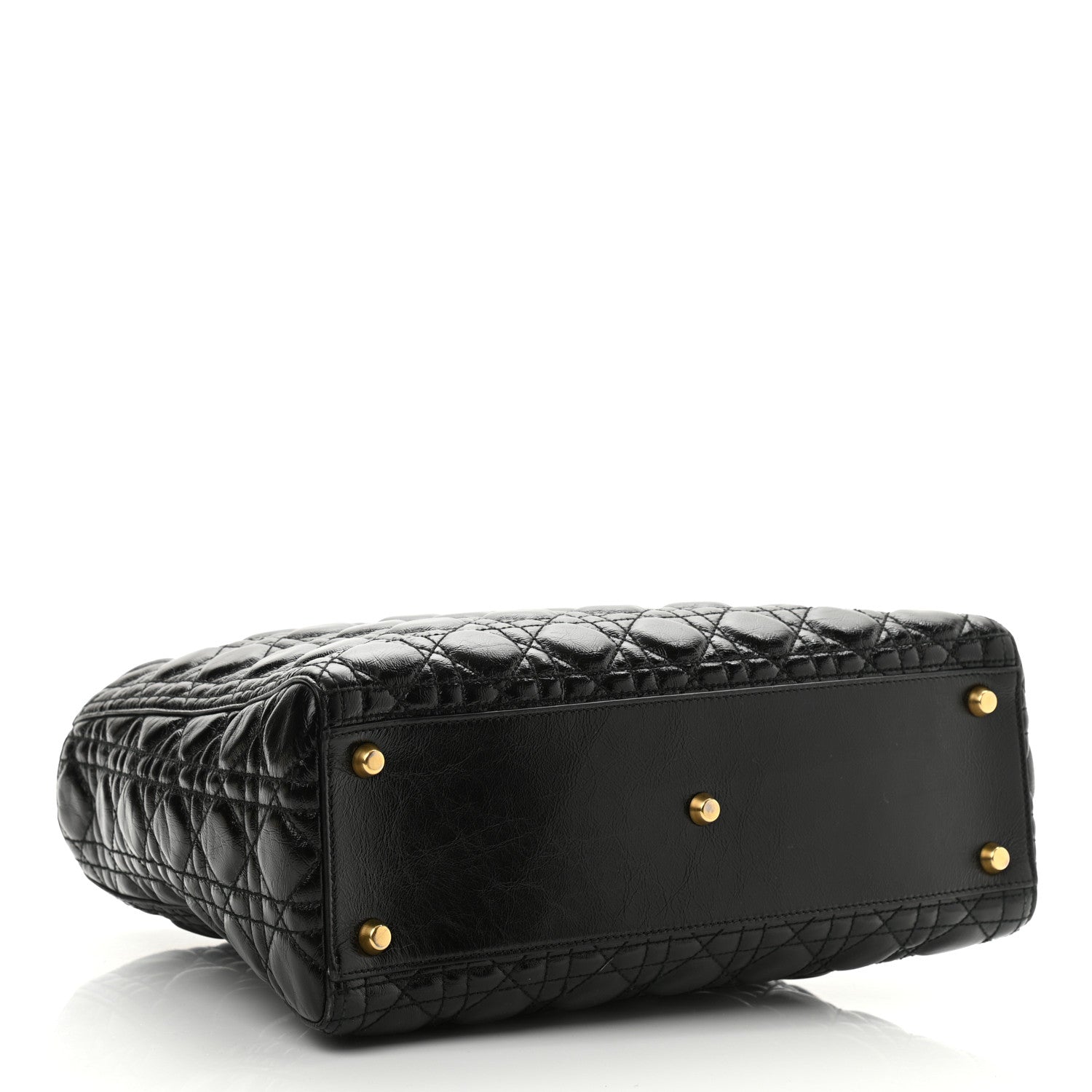 Christian Dior Crinkled Patent Cannage Large Lady Dior Black 4 of 9
