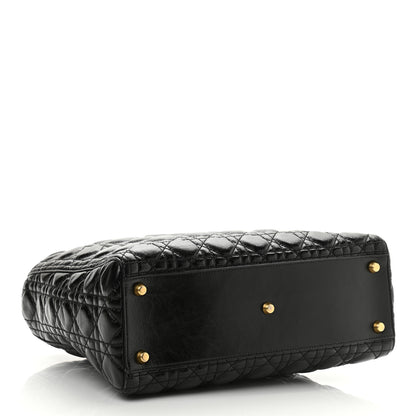 Christian Dior Crinkled Patent Cannage Large Lady Dior Black 4 of 9
