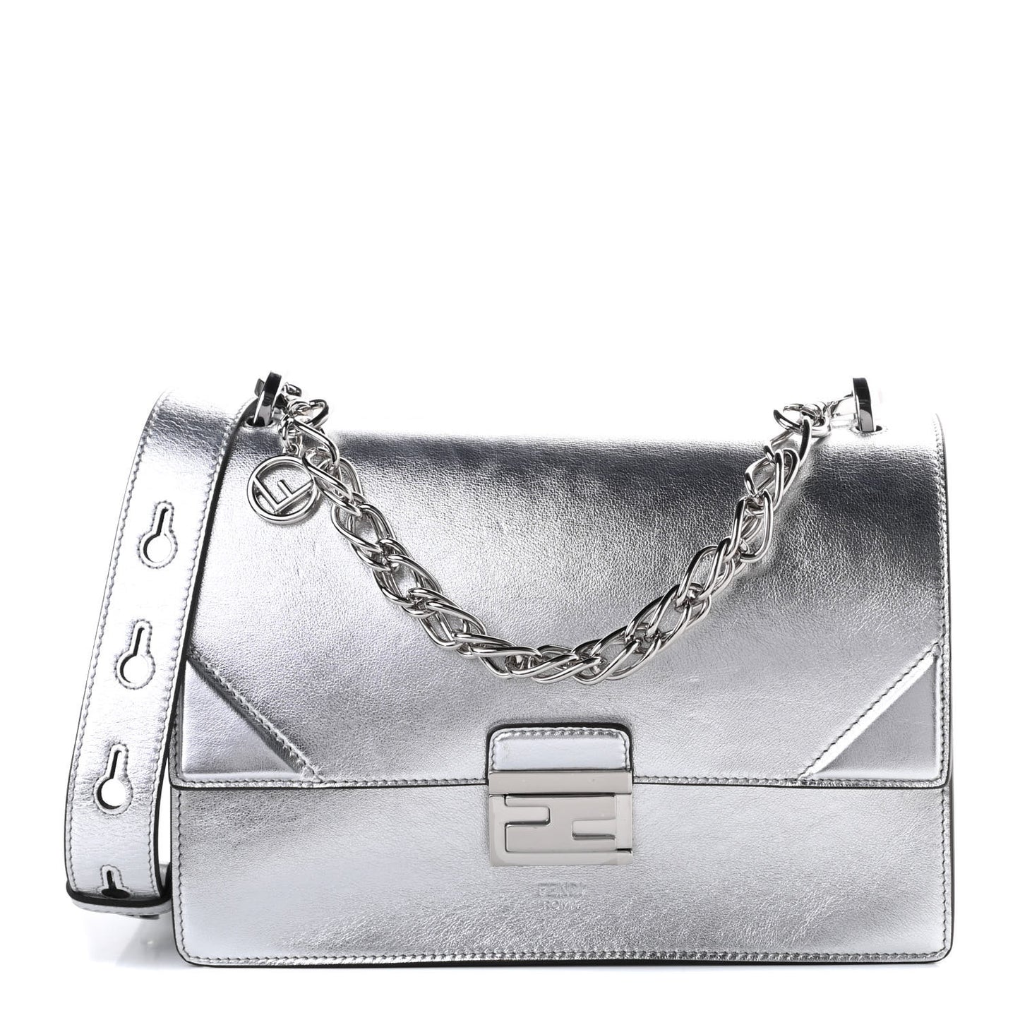 Vitello Catalan Mirror F is Fendi Kan U Shoulder Bag Argento