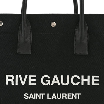 Saint Laurent Linen Calfskin Rive Gauche North South Tote Black 8 of 16