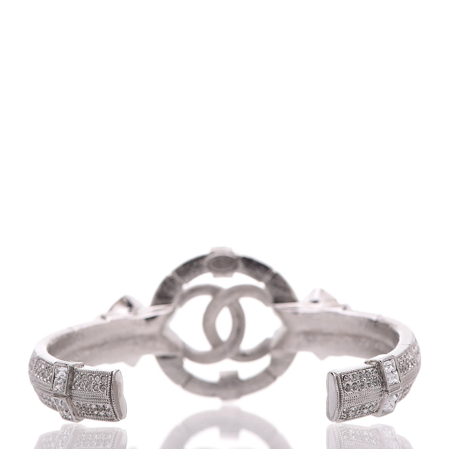 Chanel Crystal CC Cuff Silver Blue 4 of 6