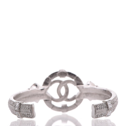 Chanel Crystal CC Cuff Silver Blue 4 of 6