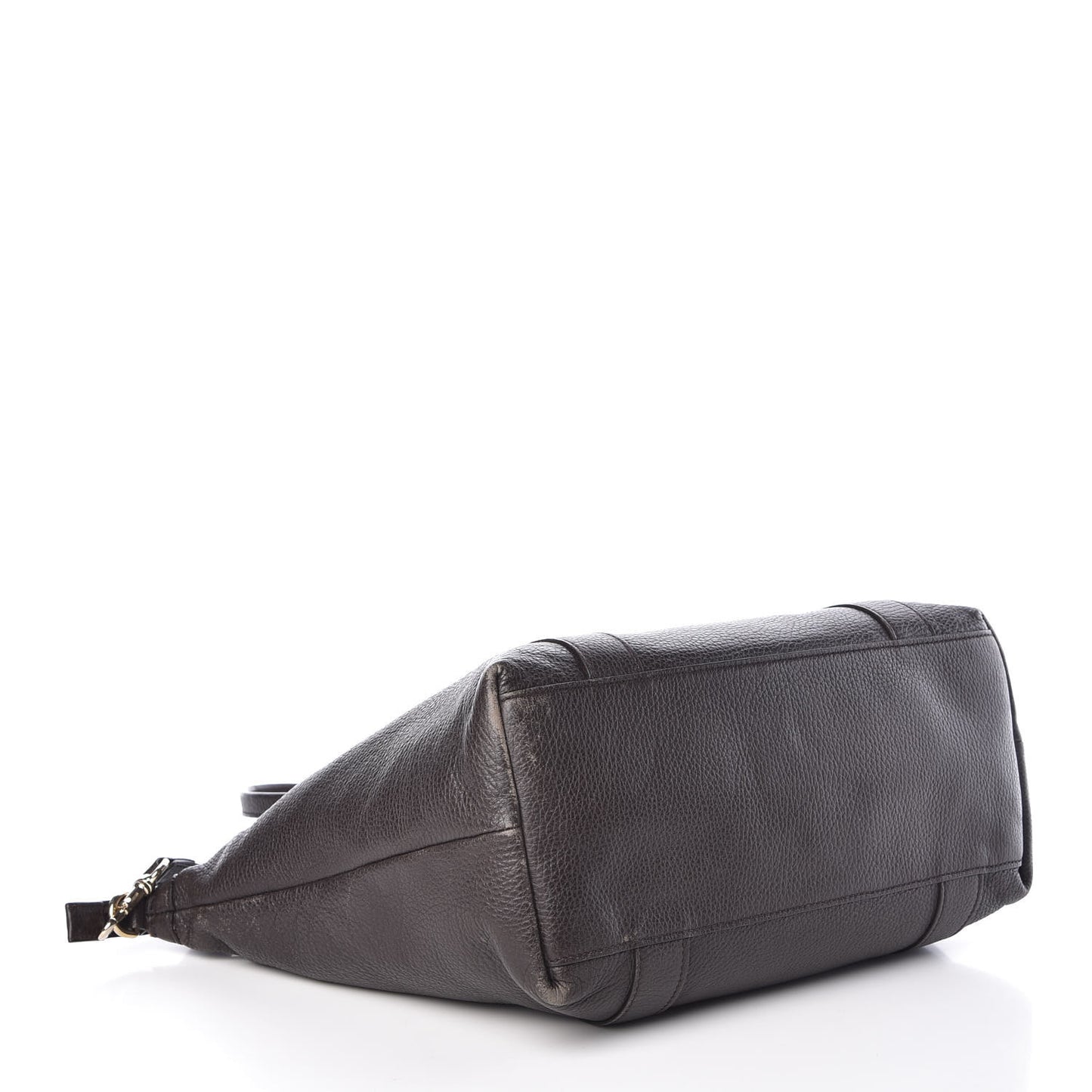 Calfskin Bamboo Top Handle Tote Dark Brown