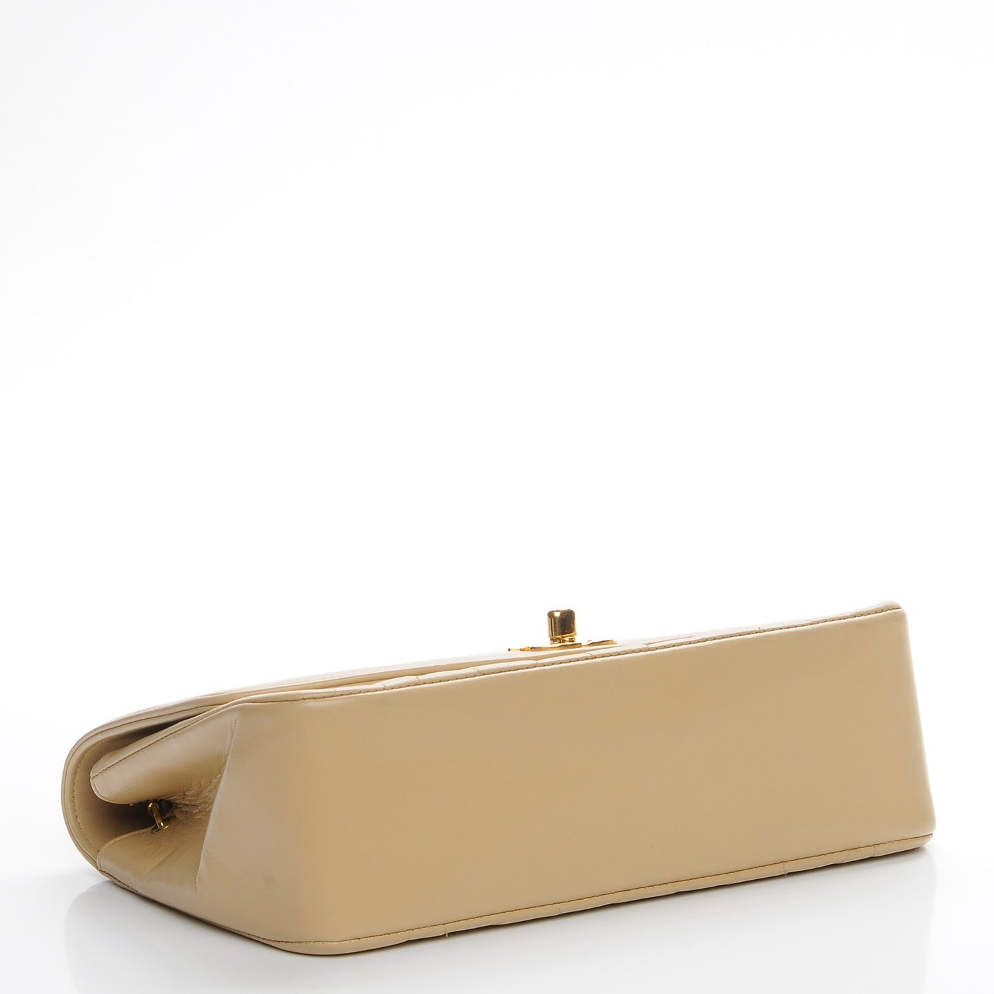 Lambskin Quilted Small Single Flap Beige