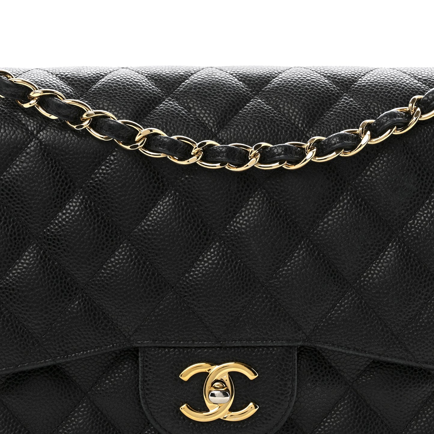 Caviar Quilted Jumbo Double Flap Black