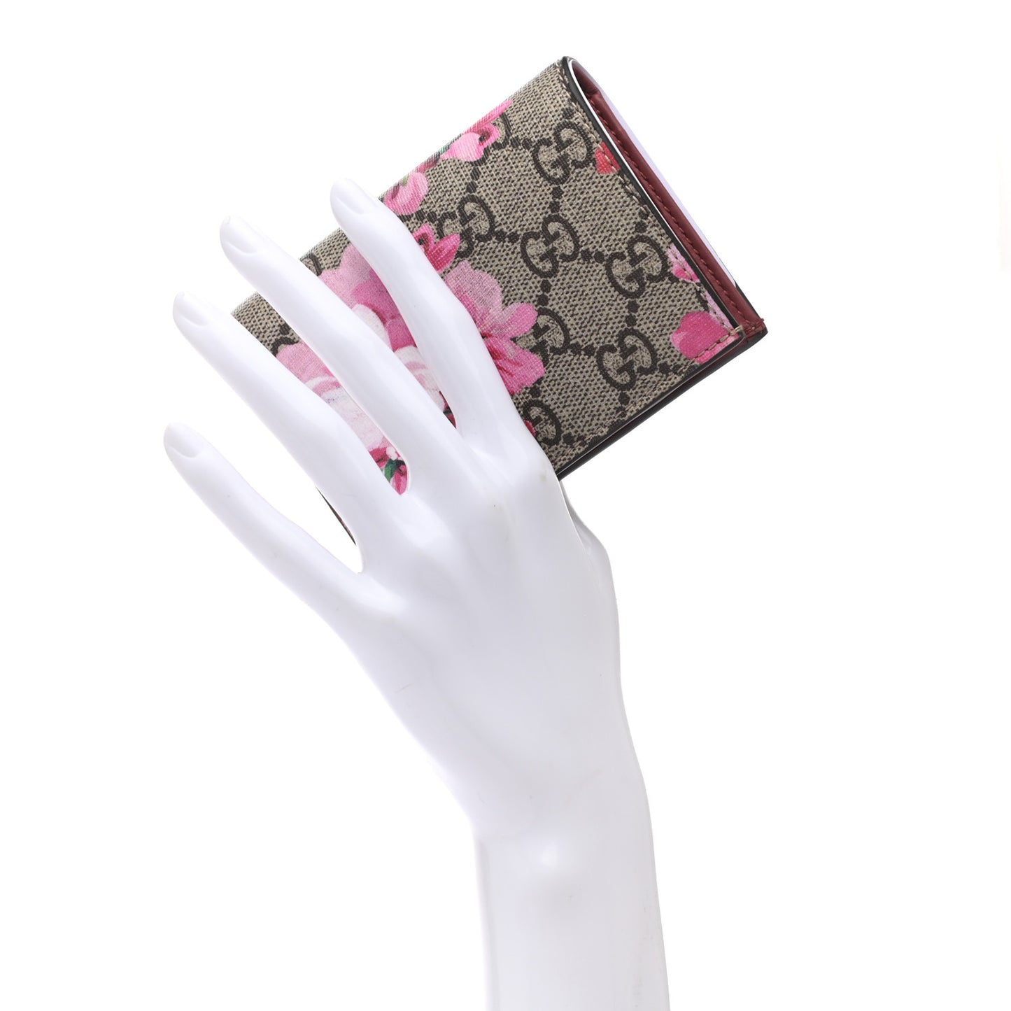 GG Supreme Monogram Blooms Card Case Wallet Beige Multicolor Dry Rose