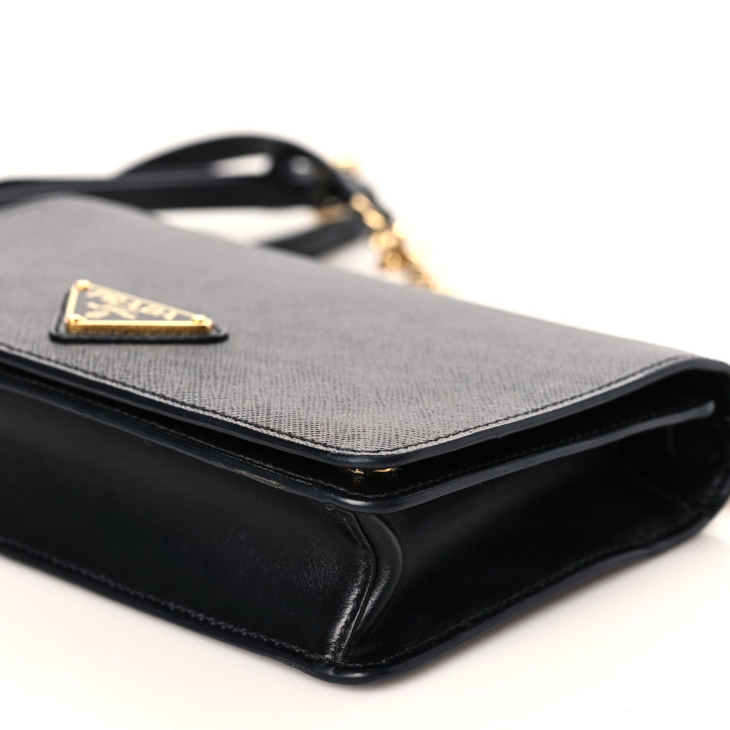 Saffiano Flap Wallet With Strap Black
