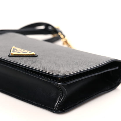 Prada Saffiano Flap Wallet With Strap Black 9 of 9