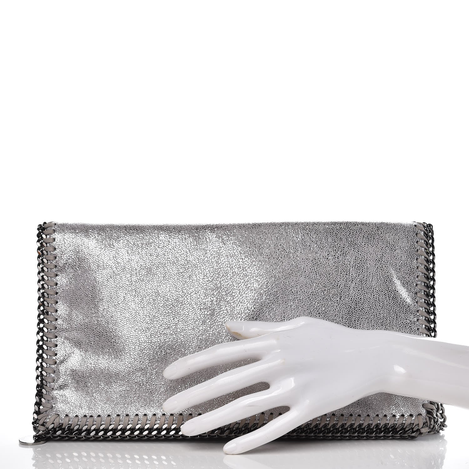Stella McCartney Shaggy Deer Falabella Fold Over Clutch Silver 2 of 9