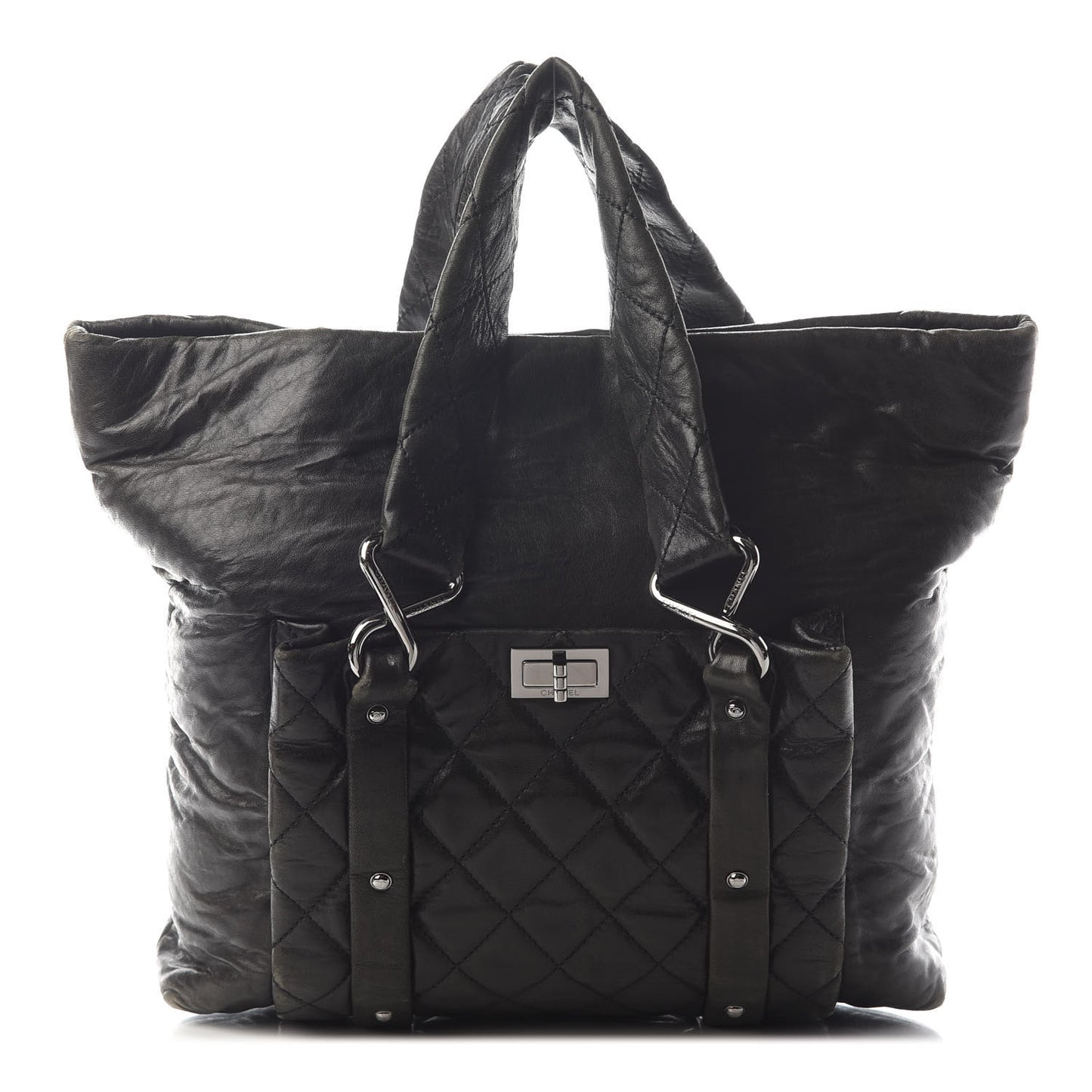 Lambskin Quilted 8 Knots Tote Black