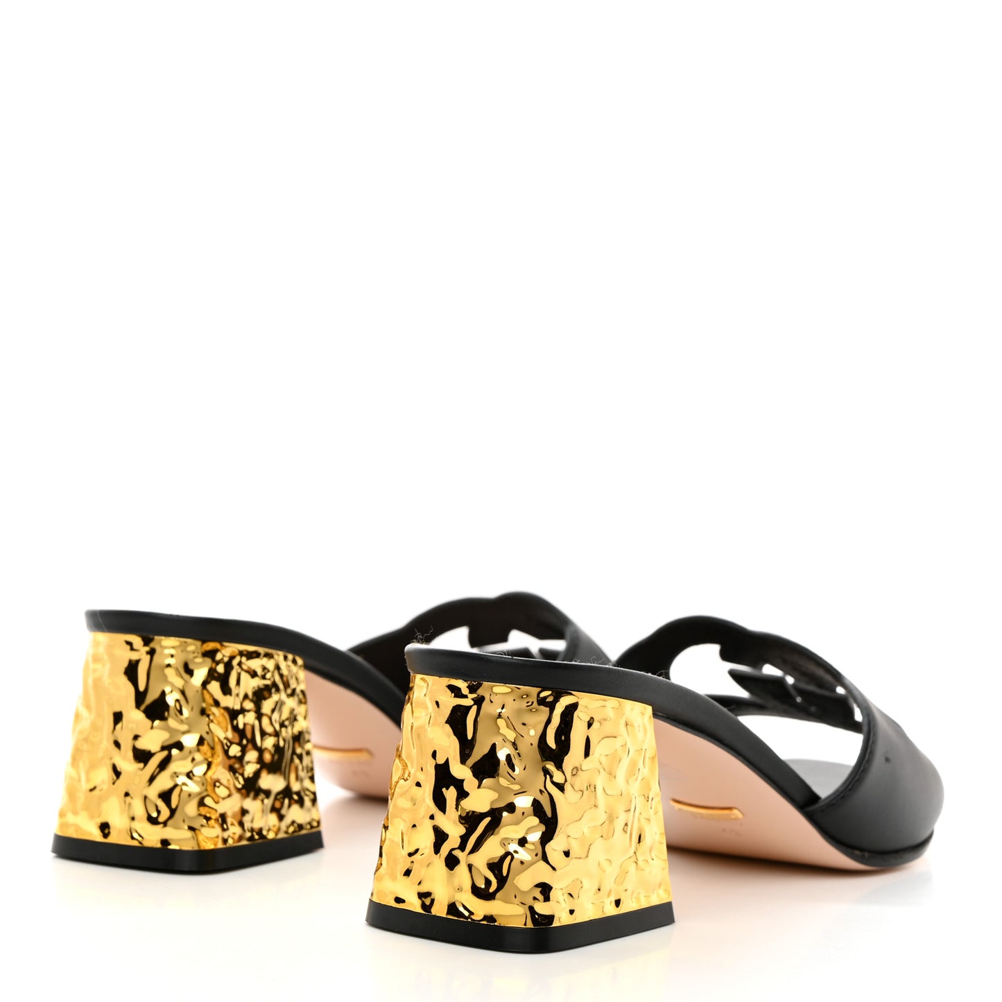 Cosmos Softy Calfskin Interlocking G Cut Out 55mm Slide Sandals 41 Black