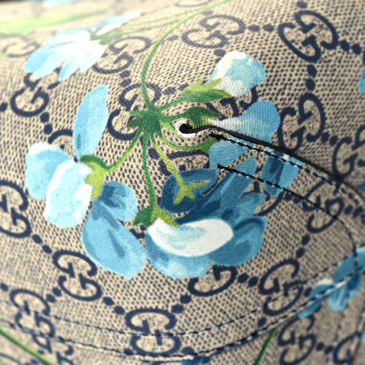 Gucci GG Supreme Monogram Blooms Medium Reversible Tote Beige Blue Navy 10 of 19